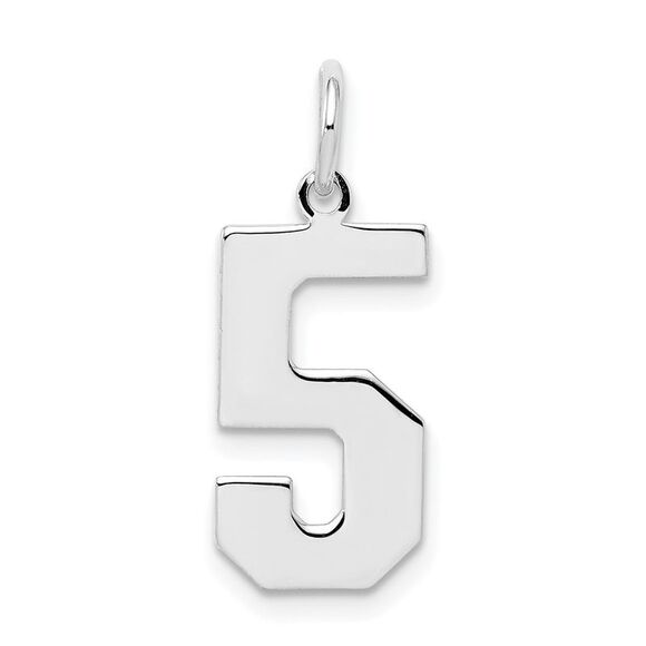 Sterling Silver, Athletic Collection Medium Polished Number 5 Pendant - Picture 1 of 5